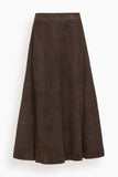 Rohe A-Line Suede Skirt in Dark Chocolate