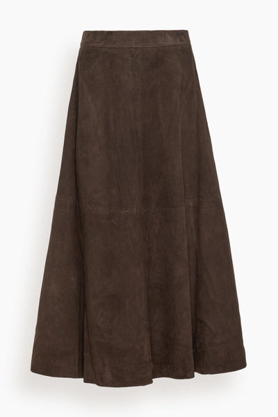 A-Line Suede Skirt in Dark Chocolate