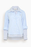 Sea Zayna Double Layer Button Down in Blue
