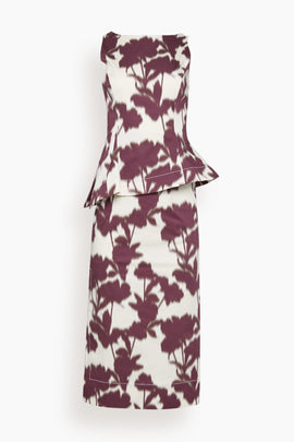 Danielle Dress in Ecru/Burgundy