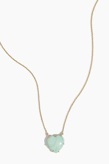 Vintage La Rose Necklaces Turquoise Heart Necklace in 14k Yellow Gold