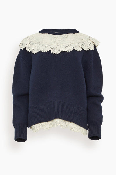 Kristeen Lace Sweater in Navy