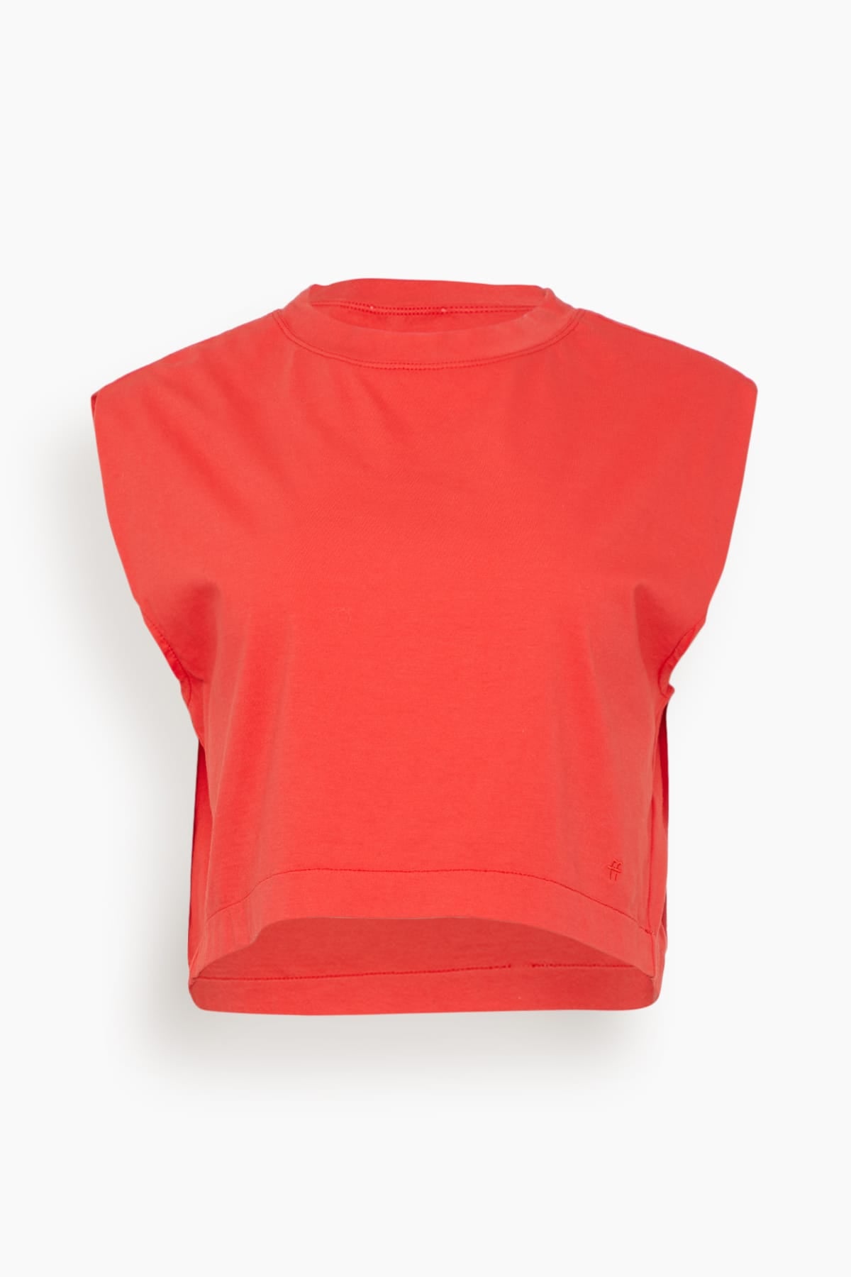 Forte Forte Organic Cotton Jersey Wide Shoulder Top in Rouge
