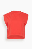 Forte Forte Organic Cotton Jersey Wide Shoulder Top in Rouge