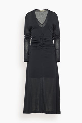 Steep V-Neck Dress in Black