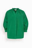 Ann Mashburn Tops Frill Liya Shirt Jacket in Kelly Green