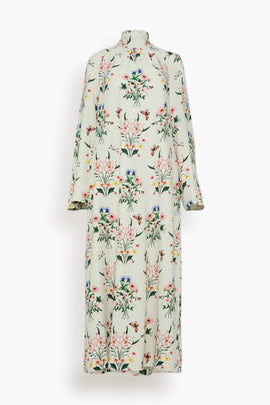 Botanical Long Sleeve Dress in Ivory/Multi