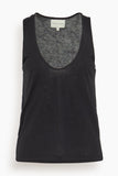 Loulou Studio Tops Plunging Tank Top in Black Plunging Tank Top in Black
