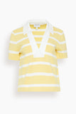 Tanya Taylor Melanie Top in Lemon Meringue/White Wide Stripe