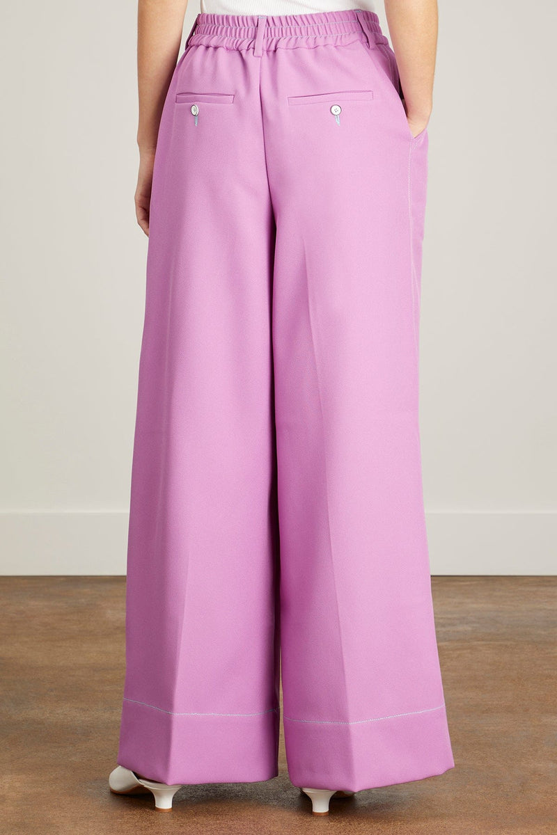 Christopher John Rogers Elastic Waist Pleated Wide Leg Trousers in