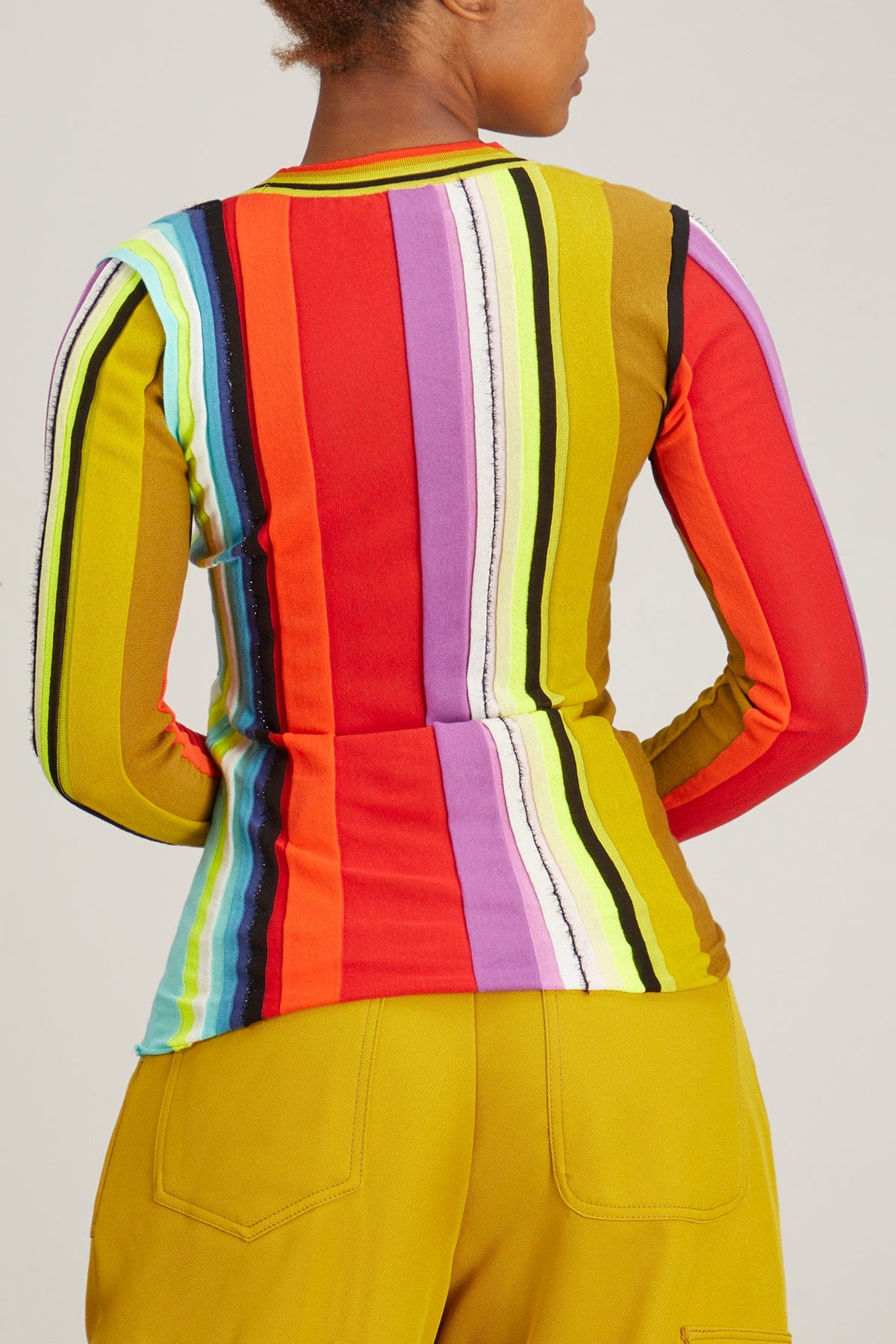 Christopher John Rogers Tops Scoop Neck Striped Knit Top in Rainbow Multi