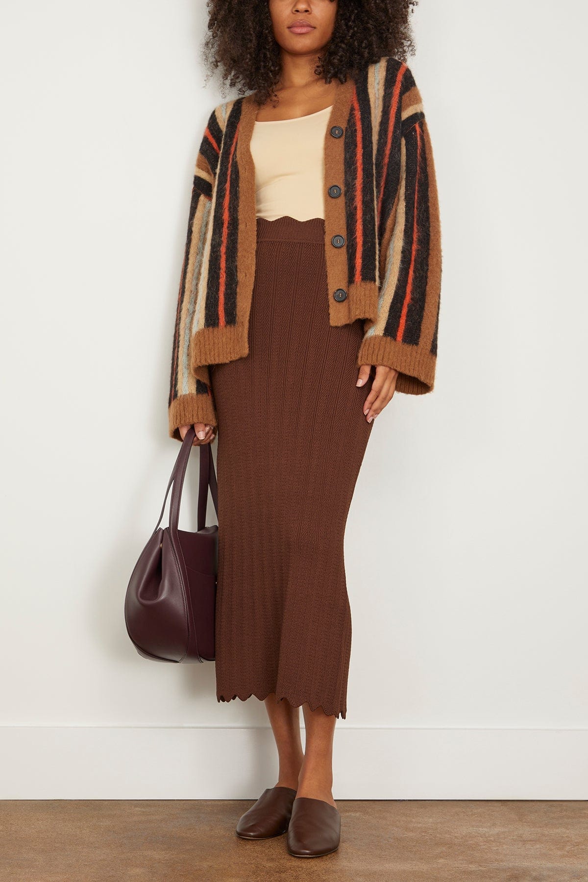 Clea Skirts Tilda Scallop Knit Skirt in Chocolate