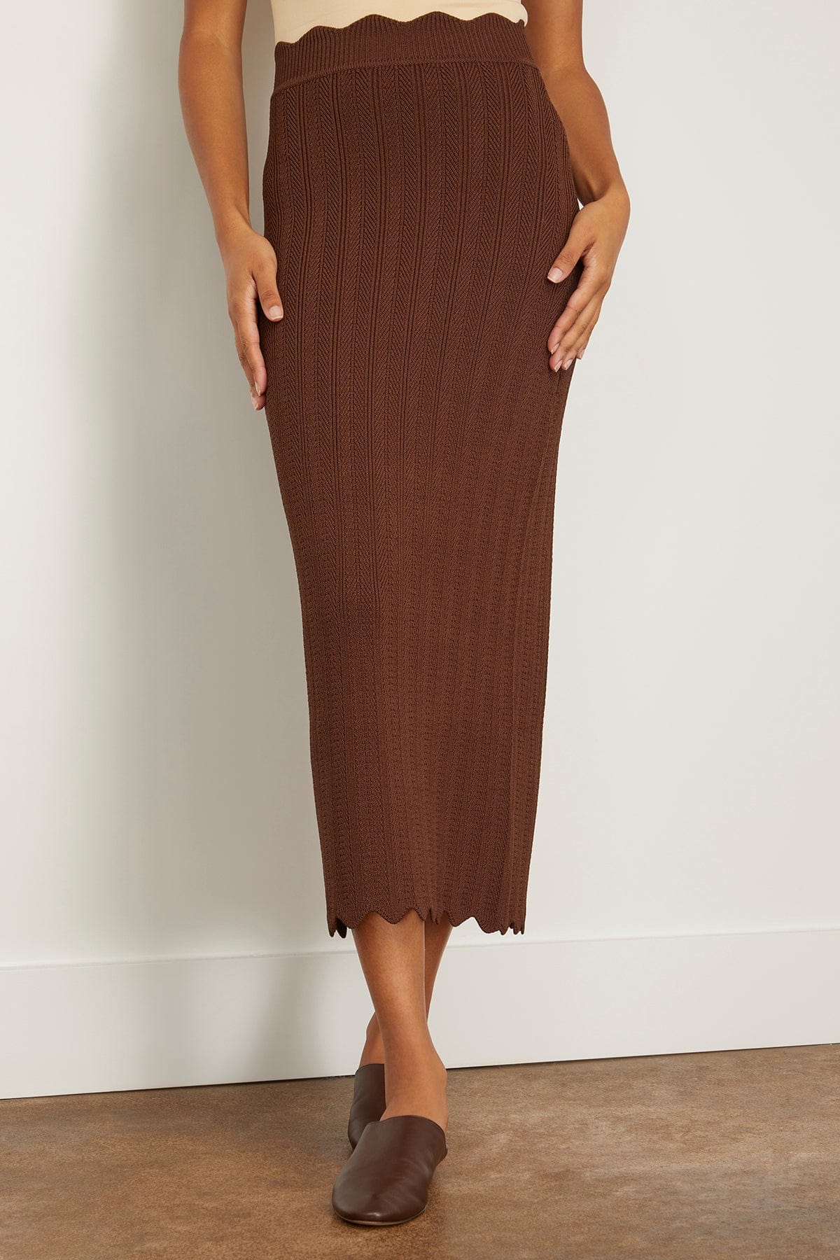 Clea Skirts Tilda Scallop Knit Skirt in Chocolate