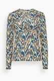 Ulla Johnson Neri Long Sleeve Ruched Top in Riverslate