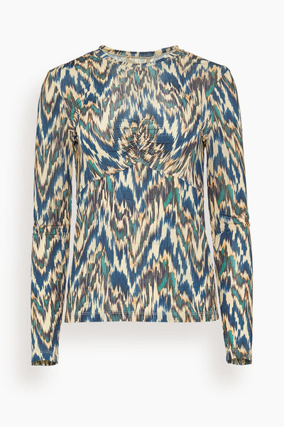 Neri Long Sleeve Ruched Top in Riverslate