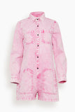 Askk NY Jumpsuits Japanese Denim Romper in Acid Pink