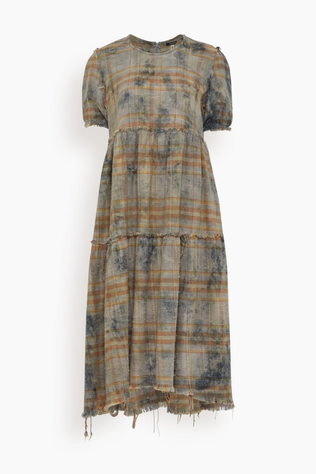R13 Shredded Relaxed Midi - Overdyed Light Blue Plaid / M R13 Shredded Relaxed Midi - Overdyed Light Blue Plaid / M