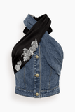 Hellessy Joel Halter Top in Dark Stone Wash/Black