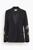 Forte Forte Jackets Embroidery Stretch Crepe Cady Jacket in Nero