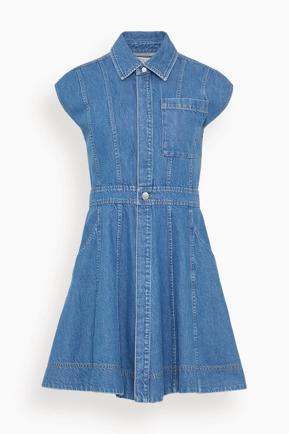Tanya Taylor Short Sleeve Hailey Dress in Medium Indigo Blue