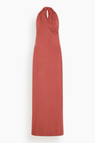 Another Tomorrow Gathered Halter Dress in Persimmon
