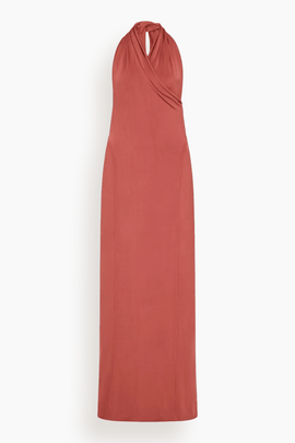 Gathered Halter Dress in Persimmon