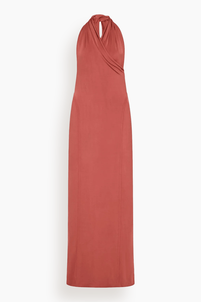 Another Tomorrow Gathered Halter Dress in Persimmon Hampden Clothing Another Tomorrow Gathered Halter Dress in Persimmon Hampden Clothing