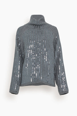 Sequin Statement Pullover in True Grey