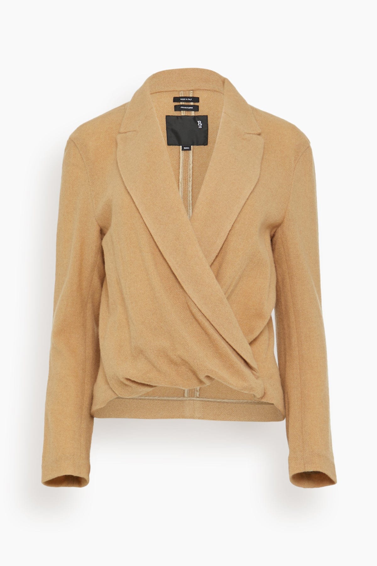 R13 Twisted Lapel Top in Camel