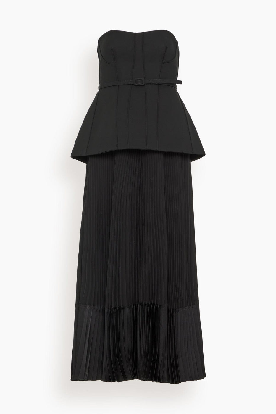 Simkhai Dresses Prisca Belted Bustier Tea Length Dress in Black Prisca Belted Bustier Tea Length Dress in Black