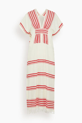 Gasira V-Neck Caftan in Eshe Red