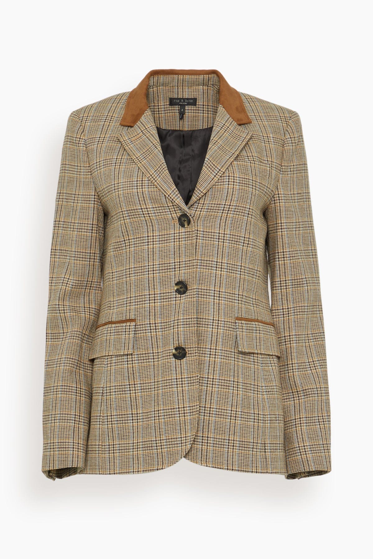Rag And Bone Evia Plaid Blazer in Tan Multi