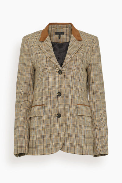 Evia Plaid Blazer in Tan Multi