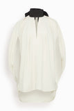 Lanvin Knotted High Neck Crepe Top in Cream