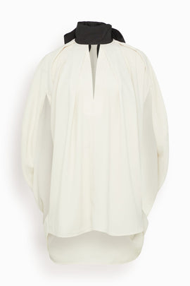 Knotted High Neck Crepe Top in Cream