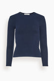 Sablyn Tops Quincy Long Sleeve Fitted Crewneck in Midnight Navy Sablyn Quincy Long Sleeve Fitted Crewneck in Midnight Navy