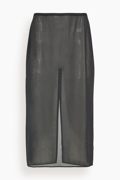 Sheer Gauze Maxi Pencil Skirt in Black