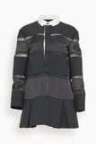 Sacai Casual Dresses Suiting Bonding Rugby Shirt Dress in Black