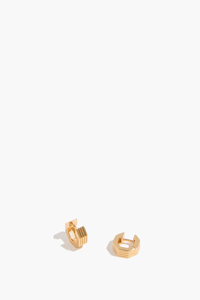 Octagon Huggies in Yellow Gold
