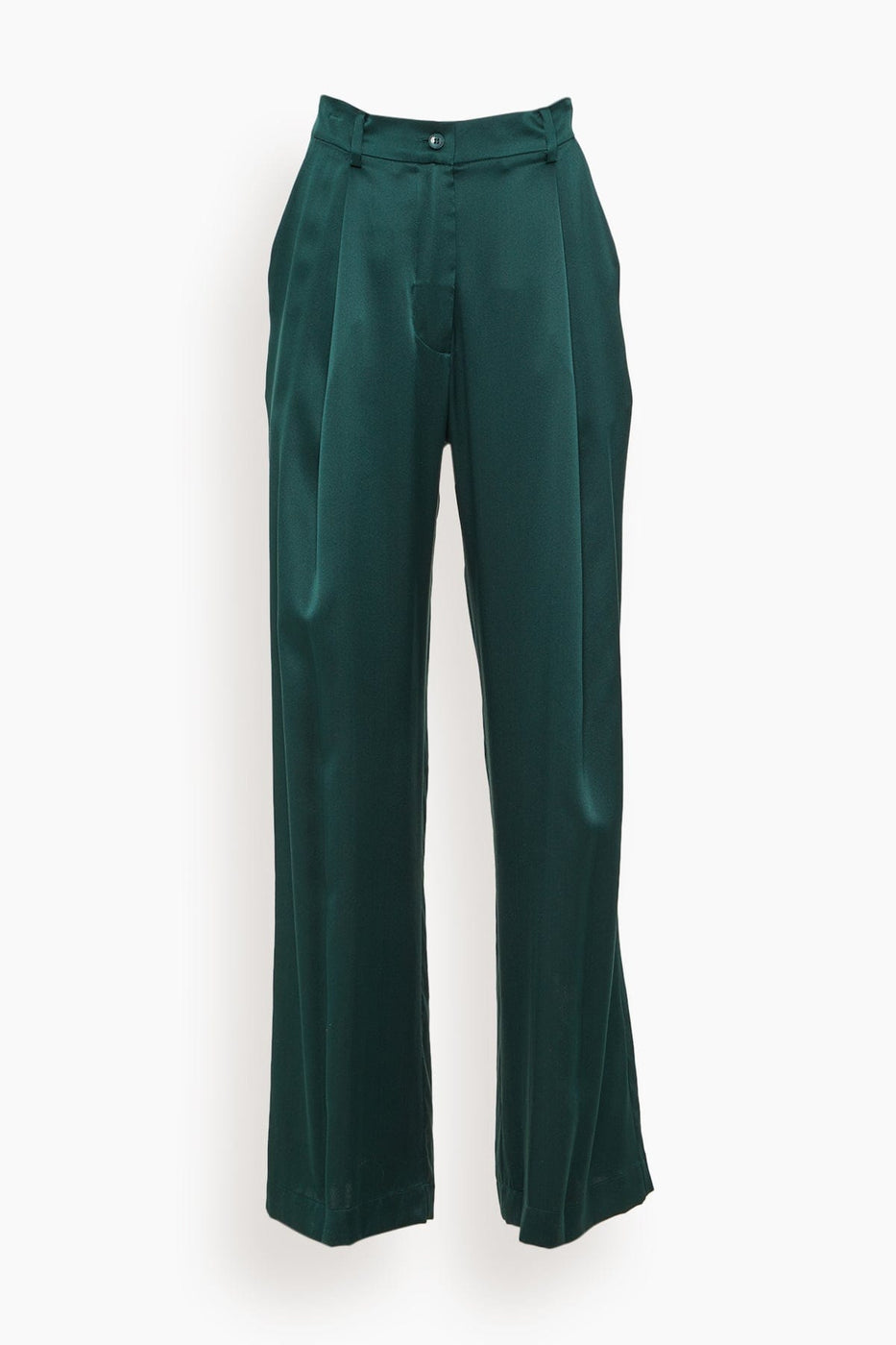 Sablyn Pants Emerson Pleated Silk Pant in Deep Forest