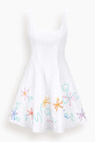 Staud Wells Mini Dress in White Multi Embroidery
