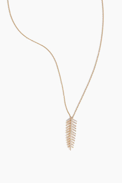 Diamond Feather Necklace in 14k Yellow Gold