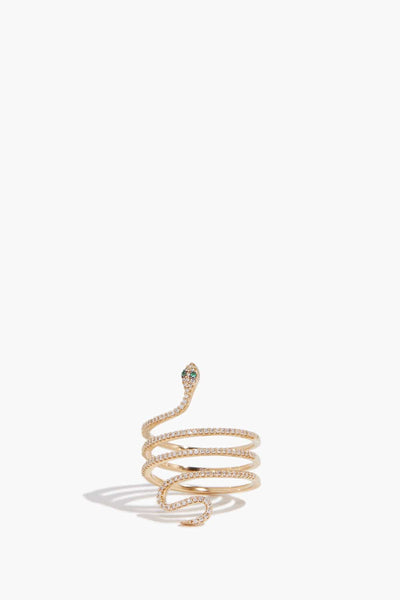 Pave Snake Wrap Ring in 14k Yellow Gold