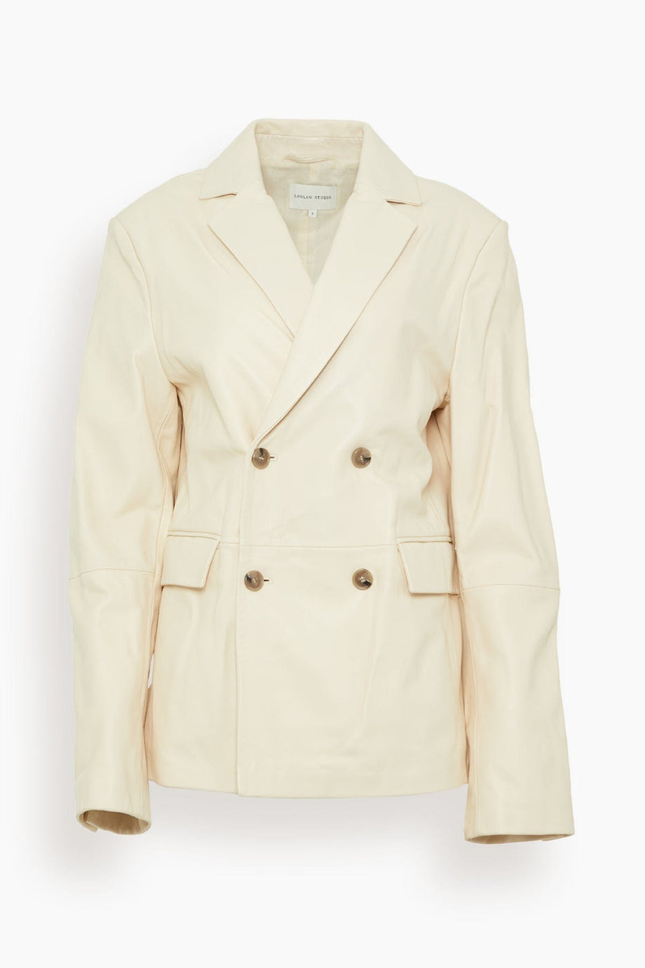 Loulou Studio Jackets Davao Blazer En Cuir in Frost Ivory