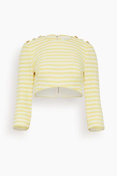 Zimmermann Tops High Tide Crop Bodice in Yellow/Cream Stripe