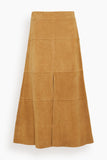 Tanya Taylor Suede Hudson Skirt in Camel