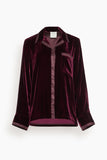 Forte Forte Plain Velvet Pajama Shirt in Bordeaux