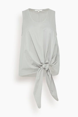 Feather Weight Denim Tie Front Top in Grey