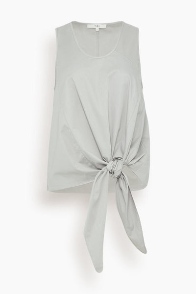 Feather Weight Denim Tie Front Top in Grey