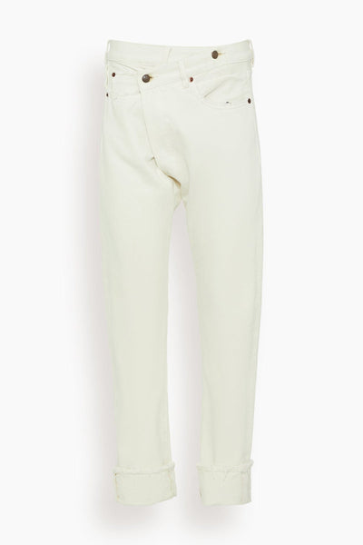 Cuffed Crossover Jeans in Bennett White Selvedge